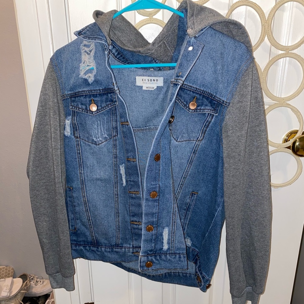 Jean jacket with hoodie